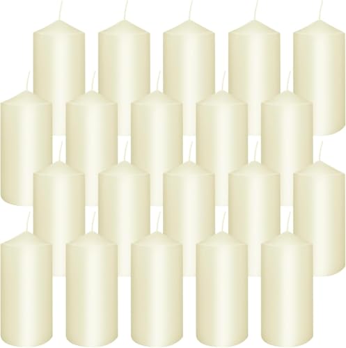 YOROXRG 2"x4" High Ivory Pillar Candles, Set of 20 Unscented. Bulk Buy. Ideal for Halloween, Wedding, Emergency Lanterns, Household, Wedding and Home Décor Candlesticks - color: Ivory-2"x4" 20