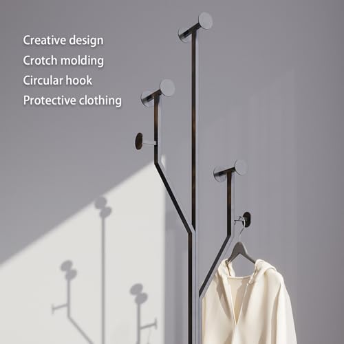 Sturdy Coat rack,Coat tree freestanding heavy duty with Marble Base,Metal standing coat rack for Bedroom,Entrance,Modern clothes hanger stand for Coats,Hats,Bags (black) - style: black-tree hook