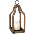 Rustic Wood Lantern Candle Holder for Farmhouse Decor - Indoor and Outdoor Table Centerpiece with Glass Hurricane, 15.7" High - size: Large