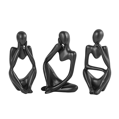 BMLCGJ Thinker Statue Gold Decor Abstract Art Sculpture, Golden Resin Collectible Figurines for Home Living Room Office Shelf Decoration,Great Gifts Ideas (Black) - color: Black