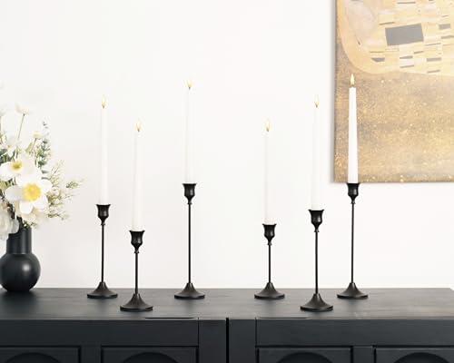 NLBTW Set of 6 Black Candle Holders for Taper, Vintage Candlestick Holder Decorative Metal Candle Sticks Home Decor Centerpieces for Table Mantel Festive Decorations - color: Black, size: 2 sets (6 pcs)