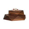 GemeShou 2pcs Wooden Jewelry display tray, Hexagon jewelry display riser, Jewelry retail shop photography props【Walnut Hexagon tray-2pcs】