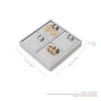 Microfiber 4 Slots Jewelry Earring Display Tray Earring Display Organizer Tray(Gray) - size: 5.5" x 5.5" x 0.78"