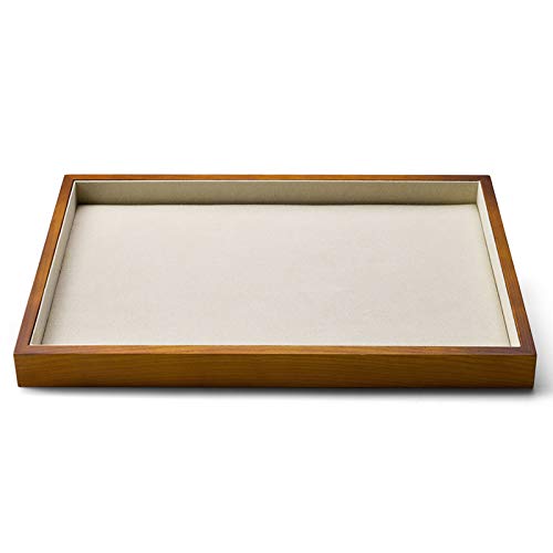 Oirlv Wood Flat Jewelry Tray Stackable Jewelry Drawer Organizer Showcase Jewelry Holder (Creamy-white flat tray) - color: Creamy-white flat tray