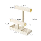 Pangkeep Jewelry Holder Stand,2 Tier Necklace Bracelet Organizer with Tray,Jewelry Displays for Selling Bangles Scrunchie Hair ties Watches and Chains (Beige)