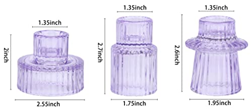 Vixdonos Glass Candlestick Holders Tealight Candle Holders for Table Centerpieces, Wedding Decor and Dinner Party (3 Pcs, Purple) - color: Purple, size: 3 Pcs