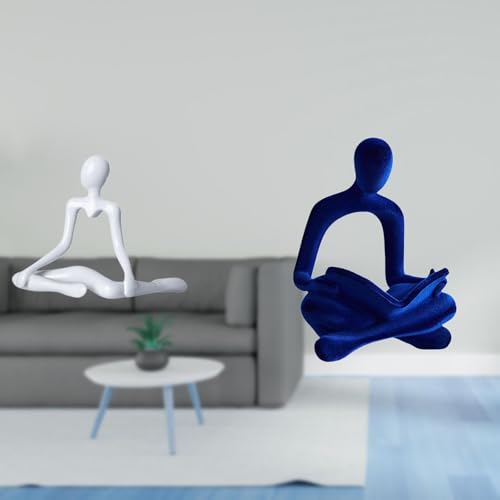 Fenteer Abstract Thinker Statue Desktop Figurine Minimalist Sculpture Resin Ornament Hollow Design Suitable for Living Room Office Bedroom Bookshelf