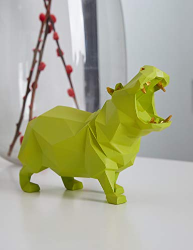 HAUCOZE Hippo Statue Animal Sculpture Figurine Modern Home Decor Table Art Gift for Bedroom Living Room Green Polyresin 7.1 Inch - color: Green