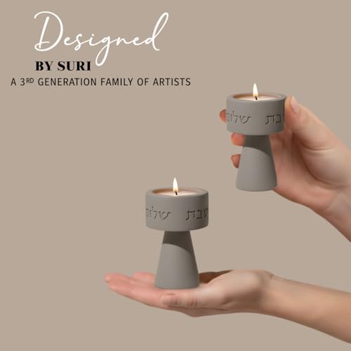 Solura Luxury Candle Holder Set – Modern Décor for Living Room & Dining Table - Gray - color: Gray (Solura), size: Short