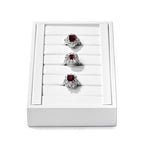 Oirlv Premium PU Leather Ring Tray Display Stand Slotted Jewelry Showcase Display Jewelry Organizer Ring Holder for Trade Show(White) - color: Leather white