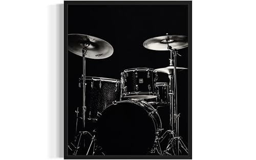 Drum Set Art Music Poster - Musical Instrumental Wall Art Print - Black and White - Photography Musical Art - Bedroom or Office Living Room Decor 137 (Drum Set, 16 x 20 inches, Unframed) - color: Drum Set, size: 20"L x 16"W