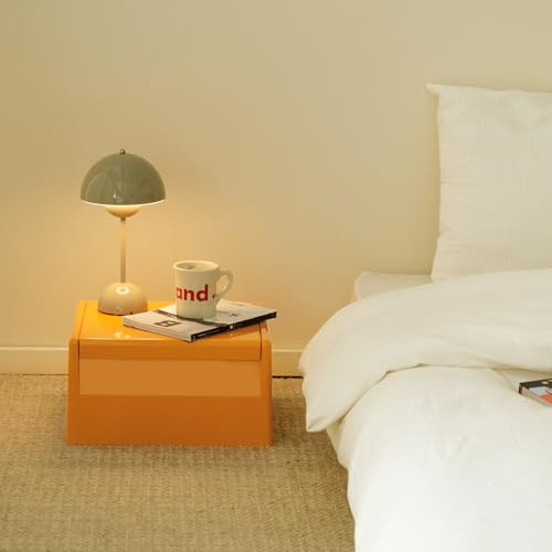 Nightstand Bedside with Storage Space, Multifunctional Colorful Plastic End Table Small Side Table for Bedroom, Dorm and Small Spaces, Easy Assembly(14.7" D x 11.8" W x 15.8" H, Orange) - color: Orange