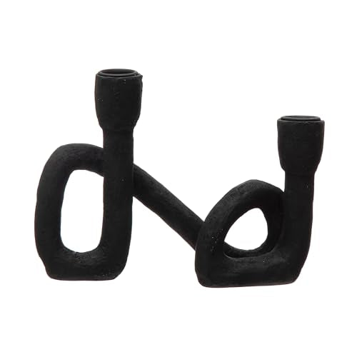 Bloomingville Decorative Resin Double Taper Candle Holder, Black - color: Black