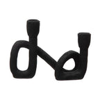 Bloomingville Decorative Resin Double Taper Candle Holder, Black - color: Black