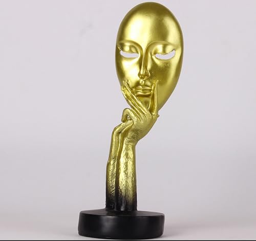 Elegant Abstract Thinking Woman Resin Sculpture - Modern Minimalist Geometric Decor, 7 Colors, 2 Sizes (12" and 15") - Contemporary Art for Living Room and Study (Gold 12 inch) - color: Gold 12 Inch