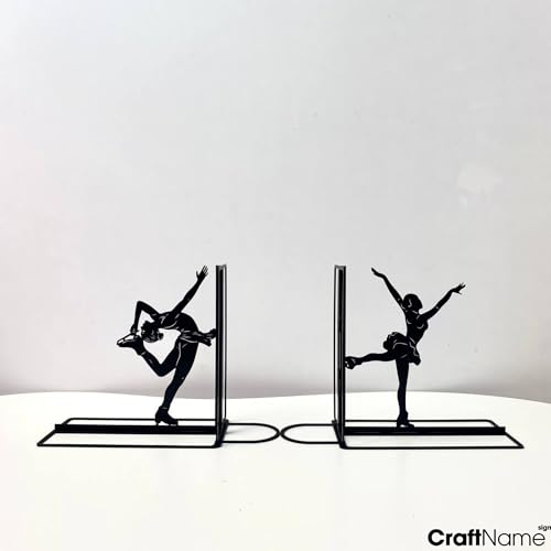 Ballet Girl Metal Bookends, Book Ends for Shelves, Office Desk, Cookbook Stand, CD Holder, Magazine Holder for Office Organization, Housewarming Gifts New Home - color: Ballet Design 02