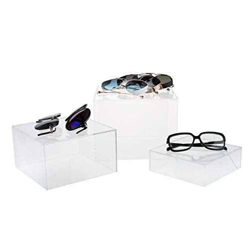 Red Co. Set of 3 Crystal Clear Acrylic Cube Display Nesting Risers with Hollow Bottoms, Transparent - 2 Pack - color: Clear, size: 6",7",8" - 2 pack