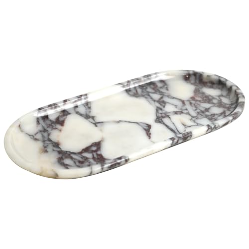 Natural Marble Tray, Coffee Table, Food, Fruit, Paper Cup, Cake Display, Coffee bar, Family Gatherings, Seasonal Holiday Decoration Tray(Viola-oval-11 x5 x0.7) - color: Viola-oval-11"x5"x0.7"