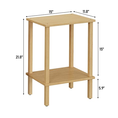 TUTOTAK End Table, Side Table, Nightstand, 2-Tier Storage Shelf, Sofa Side Table for Small Space, Living Room, Bed Room Natural TB01BN034 - color: Natural