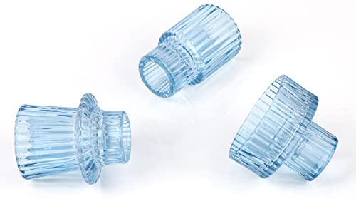 Vixdonos Glass Candlestick Holders Tealight Candle Holders for Table Centerpieces, Wedding Decor and Dinner Party (3 Pcs, Light Blue) - color: Light Blue, size: 3 Pcs
