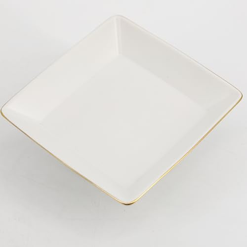 COLLECTIVE HOME - Ceramic Jewelry Tray, Decorative Geometric Jewelry Dish, Luxurious Trinket Tray with High Base, Birthday Mother's Day for Women (Square Matte Gold) - color: Square Matte Gold
