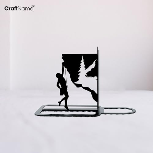 Sports Themed Metal Bookends, Book Ends for Shelves, Office Desk, Cookbook Stand, CD Holder, Magazine Holder for Office Organization, Housewarming Gifts New Home (Climbing Design) - color: Climbing Design