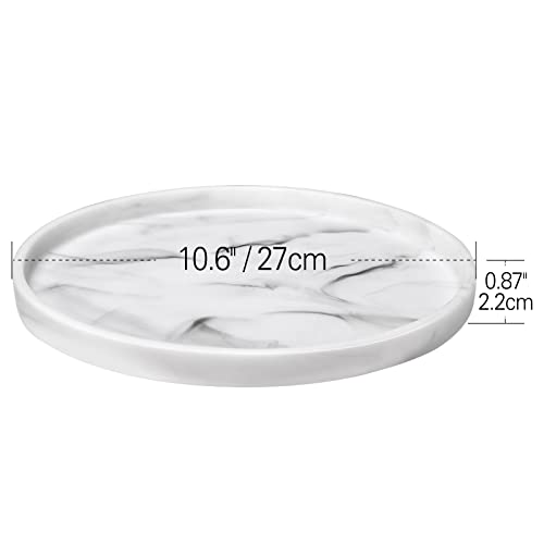 Shinowa Vanity Tray, Resin Bathroom Decorative Tray Catchall Organizer Jewelry Dish Tray for Bathroom Bedroom Counter-top Vanity Organization Vanity Table Jewelry Organizer, White Marble - color: White Marble