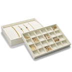 18 Slots Microfiber Necklace Bracelet Tray Jewelry Tray Necklace Bracelet Holder Organizer (White) - color: Beige, size: 18 Slot