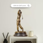 12.2'' Modern Golf Man Bronze Statue, Bronze Golfer Figurine Sculpture Ornament with Marble Base, Classical Art Craft for Home, Office Decor, Collection, Gift - size: 12.2" Man