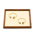 Jewelry Display Tray for Ring Earrings Necklace Bangle Solid Wood Jewelry Dish Tray Catchall(M,Beige) - color: Beige, size: 18 * 20 * 1.5cm