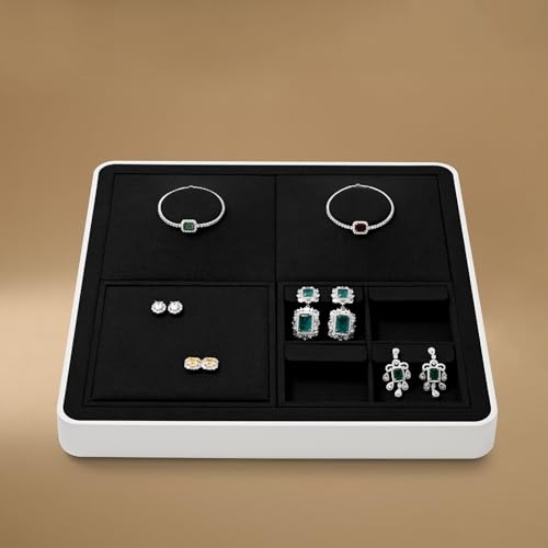 Oirlv Microfiber Jewelry Display Tray Necklace Display Stand Tangling-Free Modular Jewelry Tray - style: P13716