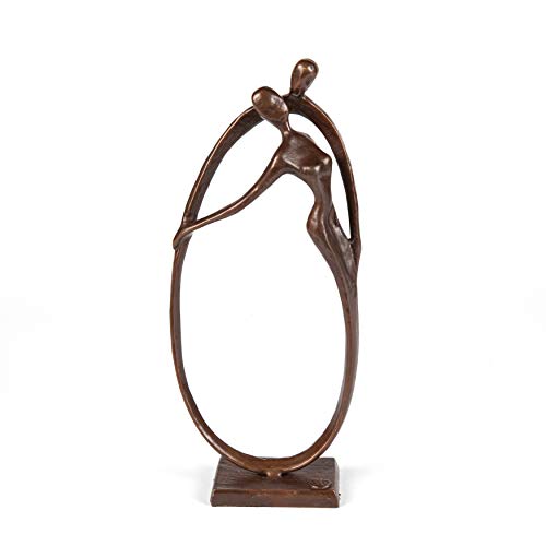 Danya B. Circle of Love Bronze Sculpture - Contemporary Home Decor Modern and Elegant Couple Embrace Eternal for Wedding, Anniversary, Birthday or Gift