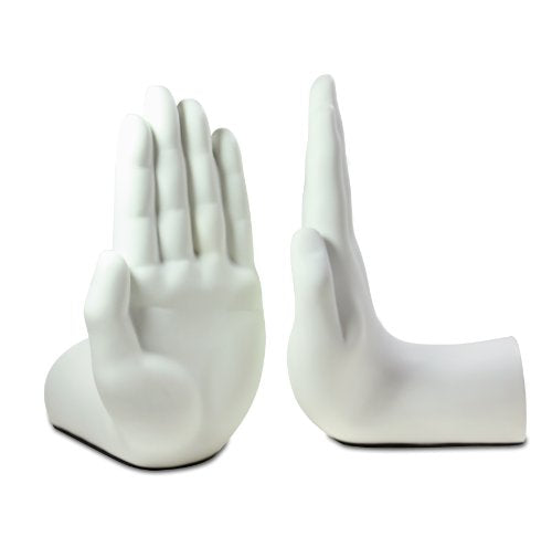 Danya B. Contemporary Accent Book Shelf Decor - Hands Sculpture Bookend Set of 2 (White) - color: White