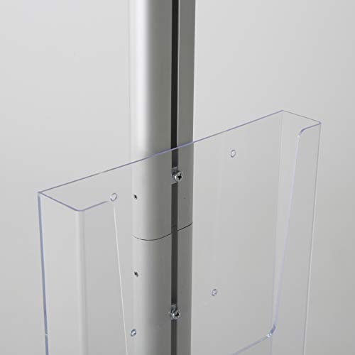 M&T Displays Free Standing Aluminum Display Stand Single Sided Document Brochure Sign Holder Front Loading Portrait Landscape Silver Snap Frame 1x(11x17) and Clear Acrylic Pocket 1x(8.5x11) Inch - color: Silver
