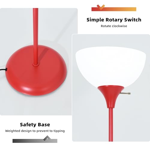 RISLG Standing Lamp, Floor Lamp, Dimmable Floor Lamps for Living Room Bedroom Study Office Kid’s Room (Red) - color: Red