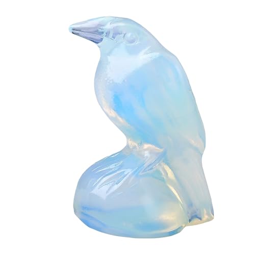 Natural Opal Crystal Raven Statue 2" Healing Crystal Handmade Sculpture Lucky Guardian Pocket Statues Reiki Meditation Office Home Decoration Gift - color: Opal