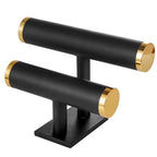 Two-layer T-shaped jewelry display stand, specifically designed for the display and organization of bracelets, bangles.Velvet material，Simple and elegant(Black Velvet) - color: Black Velvet