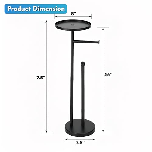 Toilet Paper Holder with Shelf, Tissue Roll Holder Stand with Storage Space for Holding Extra 4 Toilet Paper Rolls, Stainless Steel Rustproof Freestanding (Black Matte) - color: Black Matte