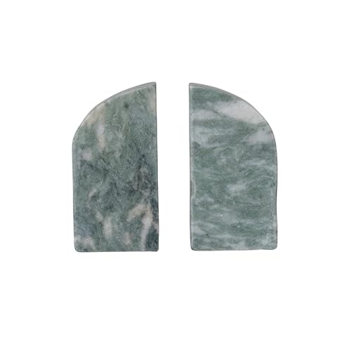 Creative Co-Op Half Arch Marble Bookends, Green