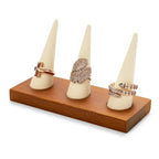 Oirlv Natural Solid Wood 3-Ring Jewelry Display Stand Creamy White Ring Organizer Holder - color: 3 Wood Creamy-white