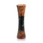 AeraVida 14-Inch Mango Wood Jasmine Flower Carved Brown Vase Cylindrical Home Decor Accent for Tabletop Arrangements Handmade Rustic Indoor Display for Dried or Silk Flowers