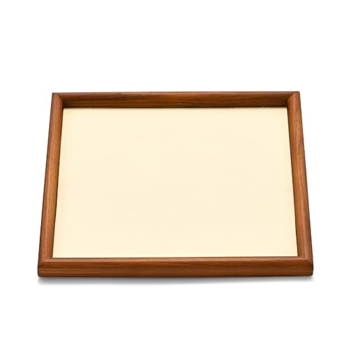 Jewelry Display Tray for Ring Earrings Necklace Bangle Solid Wood Jewelry Dish Tray Catchall(M,Beige) - color: Beige, size: 18 * 20 * 1.5cm