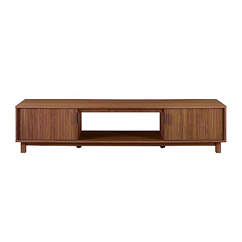 Walker Edison Arundo Fluted TV Stand for TVs up to 80 Inches, 70" TV Stand, Mocha - color: Mocha, size: 70" TV Stand