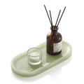 Natural Marble Decorative Tray for Countertop Organizer,Vanity Tray Trays for Jewelry Perfume Candle, Luxury Oval Stone Dish for Bathroom, Bedroom, 9.8"x4.4" Catchall Tray, Olive Green