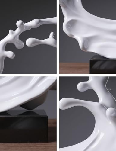 Abstract Sculpture Decor Modern Art Gift Sea Wave Figurine Table Centerpiece Statue for Living Room Bedroom Office White 16.5 Inch - color: White