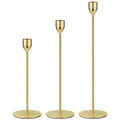 Ohtomber Metal Gold Candle Holder - 3PCS Candlestick Holders, Candlesticks Centerpiece Wedding Table Decor, Fit Pillar 3/4" Thick Tapered & Led Candles - color: Gold