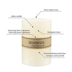 3×4 Ivory Pillar Candles Set of 3 Unscented Handpoured Weddings, Home Decoration, Restaurants, Spa, Church Smokeless Cotton 120 Hour - size: 3×4 ivroy