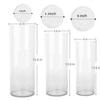 Liotww Acrylic Cylinder Clear Vases, Tall Large Plastic Flower Vase for Bouquet, Unbreakable Hurricane Vases Set of 3 for Centerpieces (D 6", D 4.8", D 4" + 3 Holder) - color: 3-xl Clear