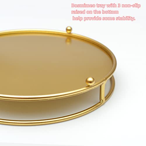 Jewelry Tray Perfume Display Organizer Bathroom Storage Vanity Tray Tabletop Display for Cosmetic, Candle, Jewelries, 10" Round Gold - color: 10”gold, size: 10"