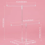 Jewelry Stand Necklace Holder, Acrylic Jewelry Display Holder, Necklace and Bracelet Hanging Organizer, Clear 2-Tier Tower Stand for Bangles, Necklaces, Bracelets, Rings, Earrings and Watch